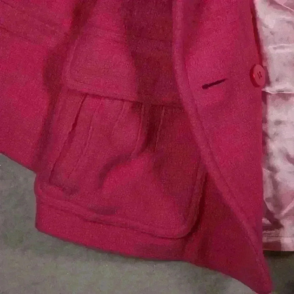 ESPRIT Vintage Pink Wool Cropped Pea Coat Swing Jacket Coat 60s Style Small - Picture 14 of 14